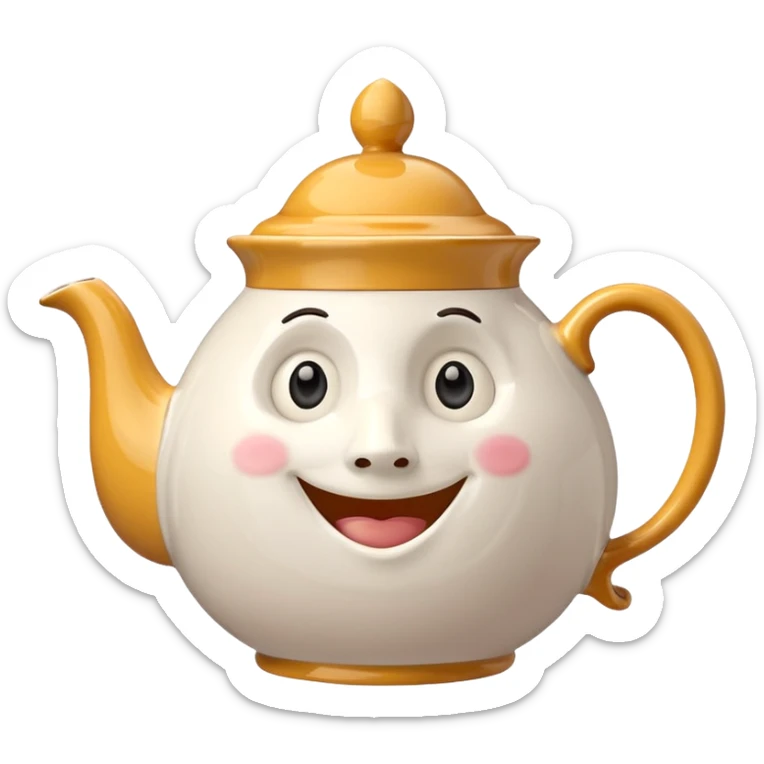 A character from the fairy tale Beauty and the Beast: Mrs. Potts, the lady who was turned into a teapot and retains the teapot's original form. sticker