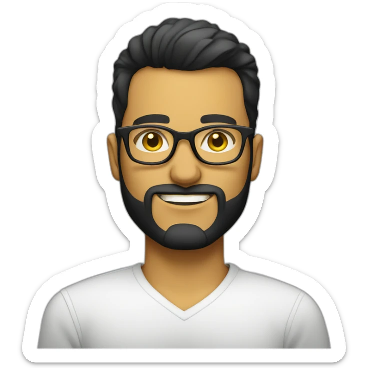 white entreprenuer with yellow tinted glasses and combed black hair and clean shaved beard  sticker