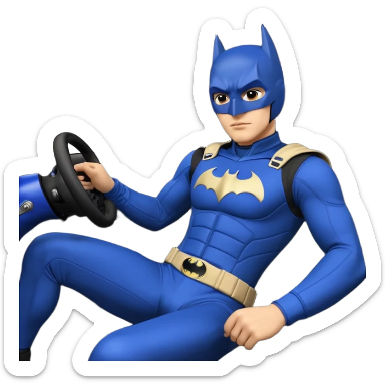 full size real-appearance road racing sexy muscular Batman’s masculine midnight-colored tight outfit 1970’s tv style dark knight stealthy accurate sporty safe plush deluxe off-road pursuit drifting car lexus (black hair,reclining and relaxed torso and shoulders back against seat) rallycross kart  sticker