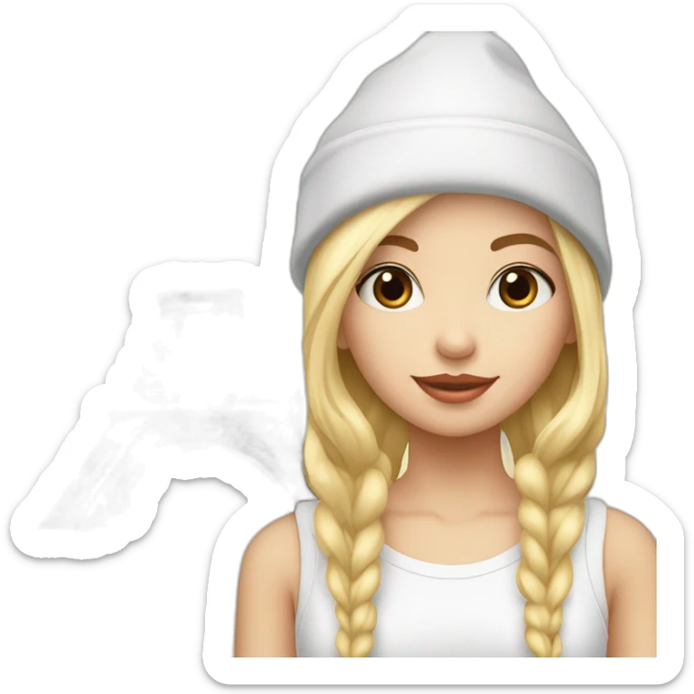 White, blond girl avec un bonnet la Tour Eiffel derrière la fille  sticker