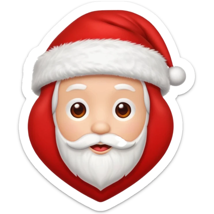 red heart in a santa hat no mustache or face just a red hart with santa hat ontop  sticker