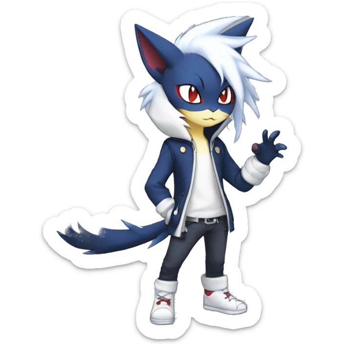 Edgy Cool Chibi Sneasel-Nargacuga-Absol-Pokémon-Fakémon-fusion-cat Full Body sticker