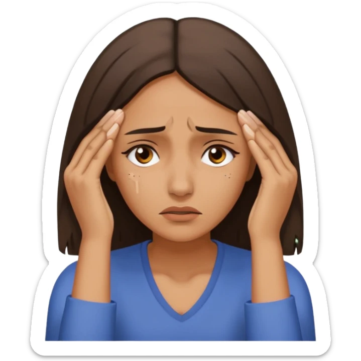 an emoji in which a woman sighs and holds her forehead with her hands...sighs!!!!!!!! woman's feeling is so bad...and.....yeah... sticker