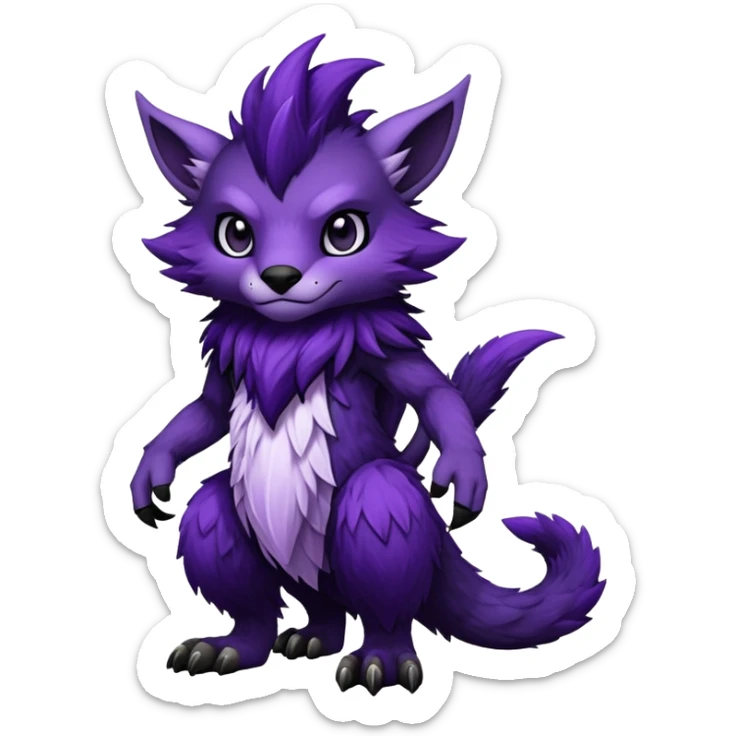  Dark black and purple anthro Fakémon-Wickerbeast-creature (full body) sticker
