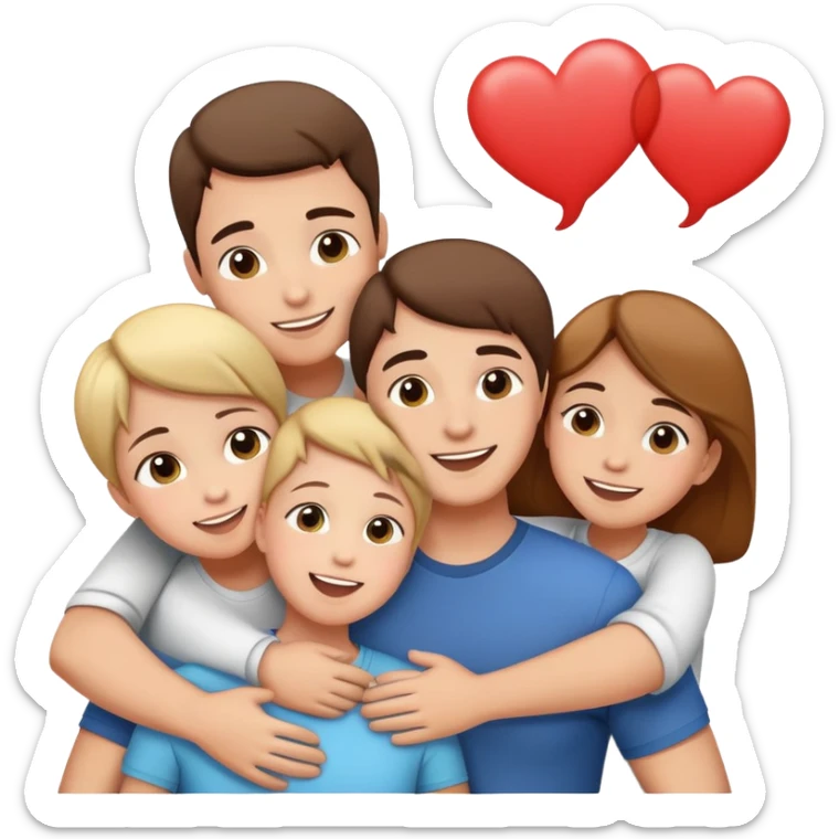 family hugging with a speech bubble saying I love you, cheerful and expressive sticker