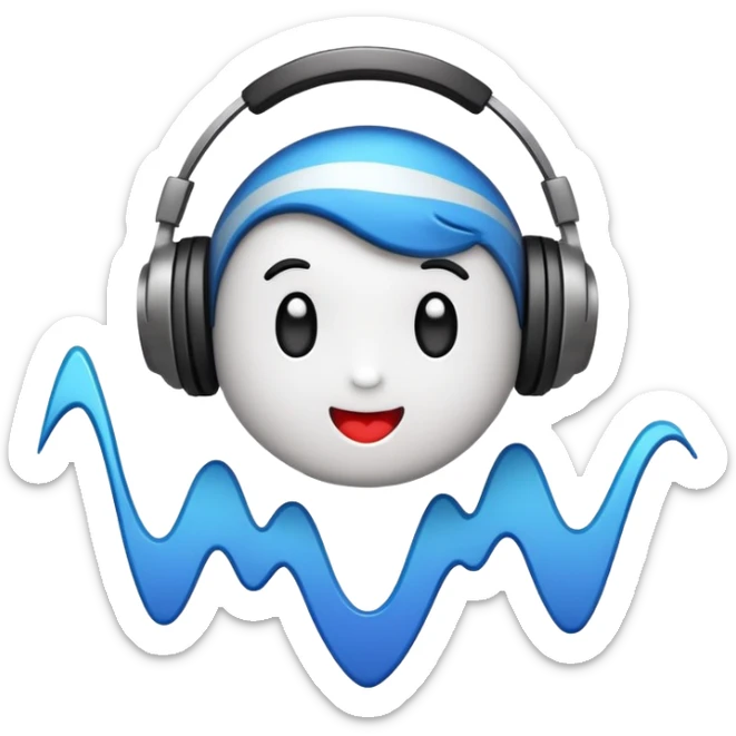 cute sound wave character with heart eyes listening to music sticker
