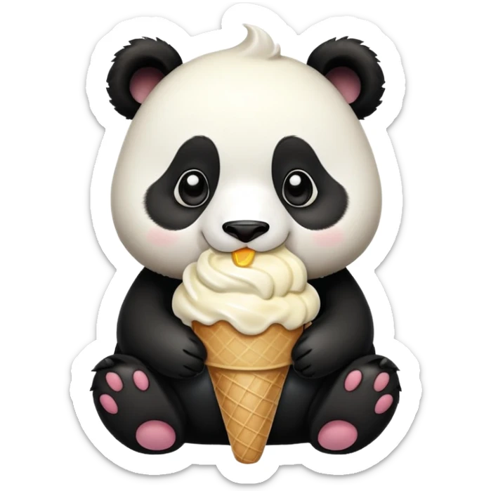 Panda eating ice cream sticker