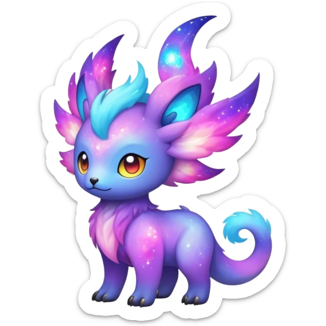 Cute cool colorful nebula fantasy animal hybrid Fakemon full body sticker