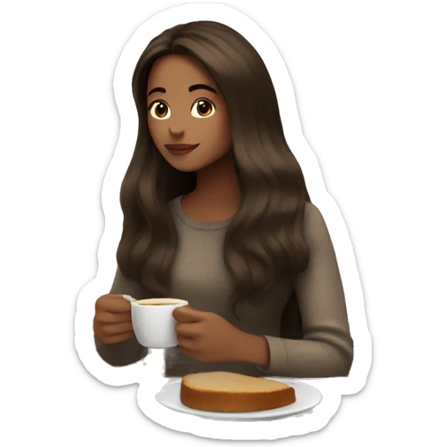 Brunette long hair girl with freckles having coffee on thanksgiving day sticker