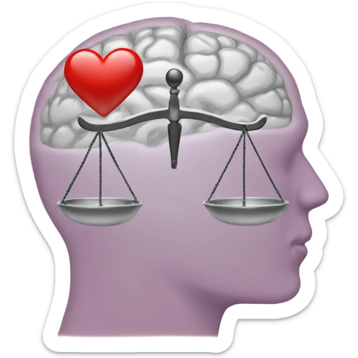 scales on one side of the brain and the heart on the other  sticker