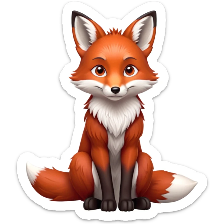 cinematic-noble [fox]-realistic-full-body-sitting-emoji,-tail-tucked-close,-head-tilted-dramatically,-fox-[red]-fur,-simplified-yet-realistic-focused-features,-highly-detailed,-glowing-with-an-almost-sarcastic-glow  expressive eyes sticker