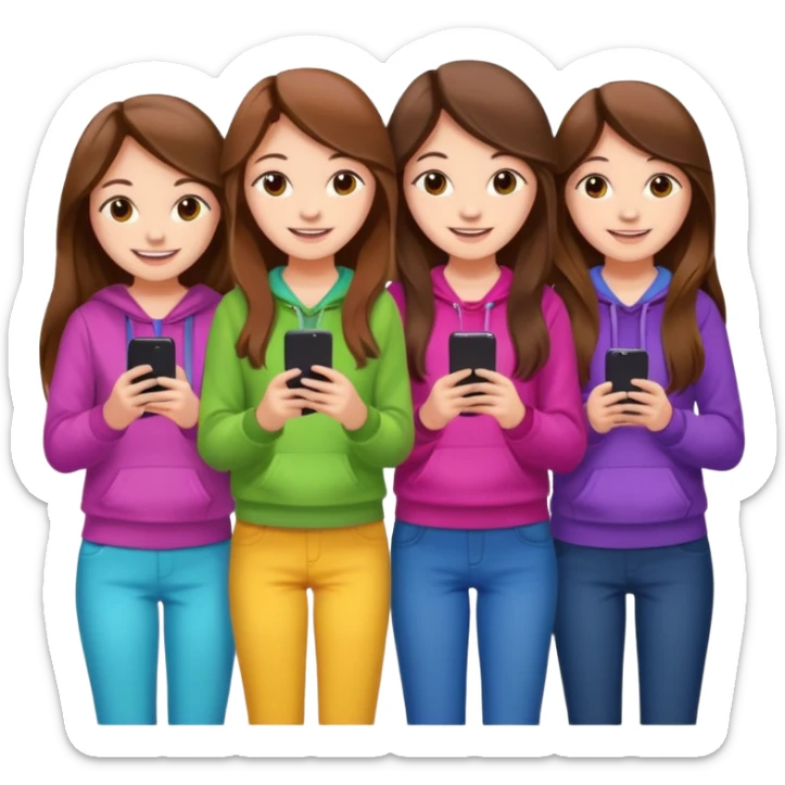 group of cute teenage girls with long hair sticker