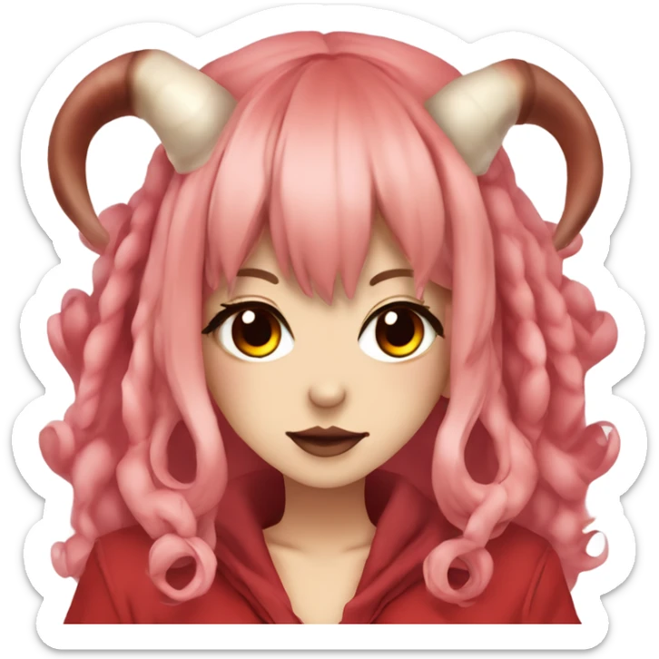 hime gyaru oni girl, red skin, horns sticker