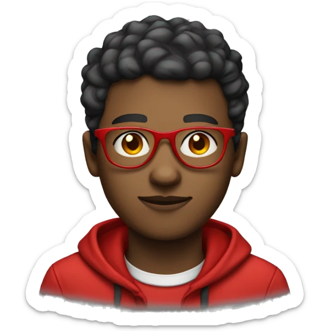A male light dark teen with a fade and wearing red glasses sticker