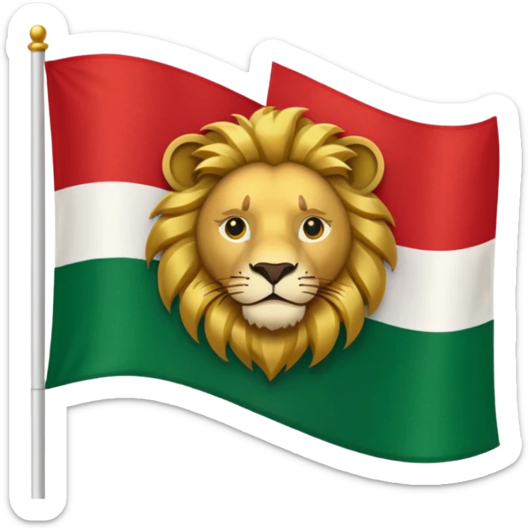 Small Lion and sun logo at the middle of flag in the red white and green flag(up to down ) sticker