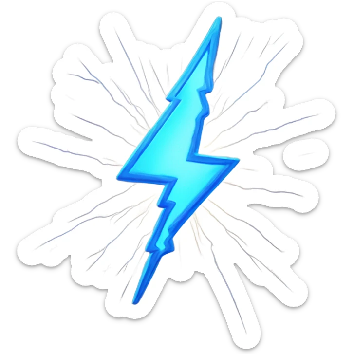 A burst of bright blue lightning, shooting outward from the character’s body, with sparks crackling and arcing through the air in various directions. sticker