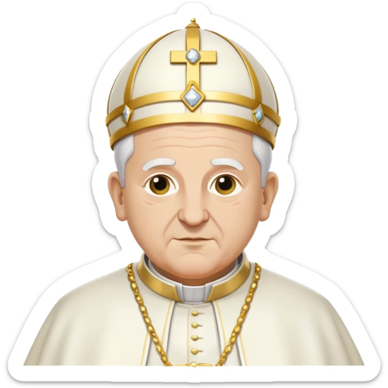 Leo Gorskey depicted as the pope, with white and gold vestments sticker