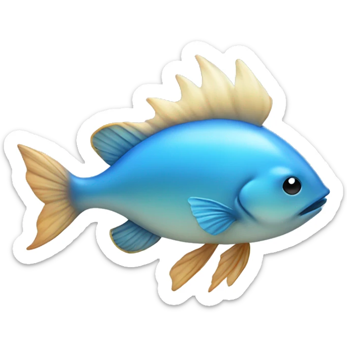 Blue fish with angel wings and deer and aurora waxes on the head sticker