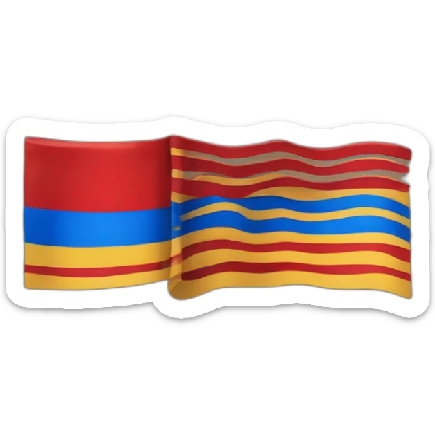 bandera con mitad franja horizontal amarilla y la otra mitad con franja horizontal azul y franja roja sticker