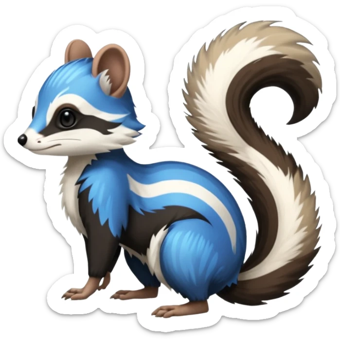 Black/White/Blue Skunk-Vernid-Trico-Furret-Numbat-animal-fusion (full body) sticker