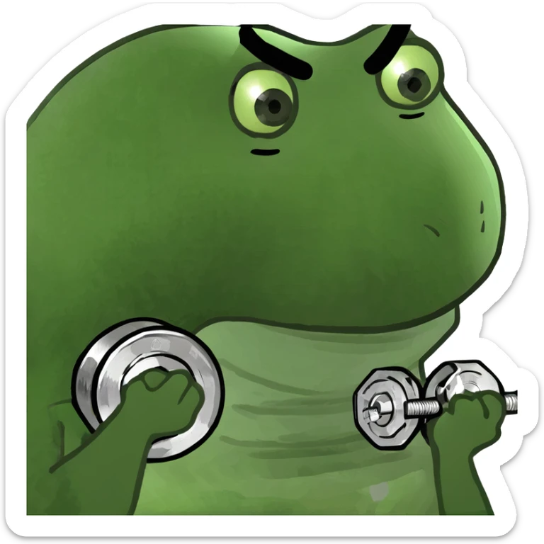 White girl with brown hair and blue eyes with weights in hand sticker