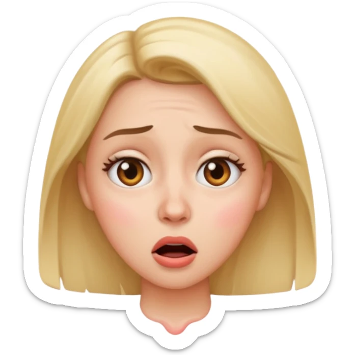Emoji of a surprised woman with a tear dripping from one side of her eye sticker