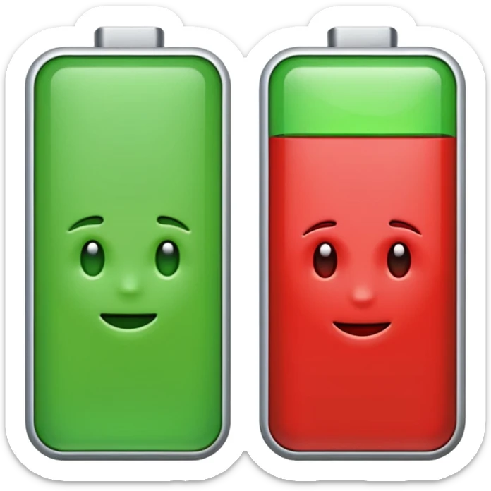 I want a emoji of low battery ang high battery, the low battery's collor is red and the high battery's color is green sticker