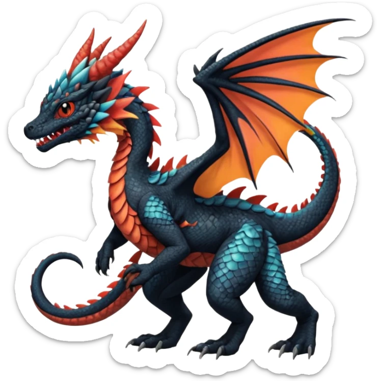 Dutch-Angel-Dragon-Grem2-Trico-Nargacuga-Salandit-Drudigon-fusion-animal-creature, full body  sticker