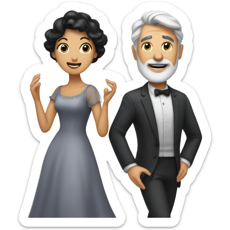 woman with black hair and man with gray hair dancing waltz sticker