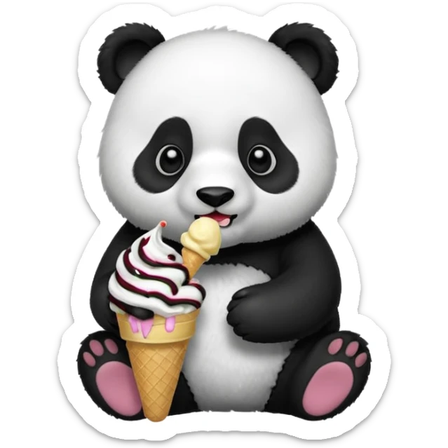 Panda eating ice cream sticker
