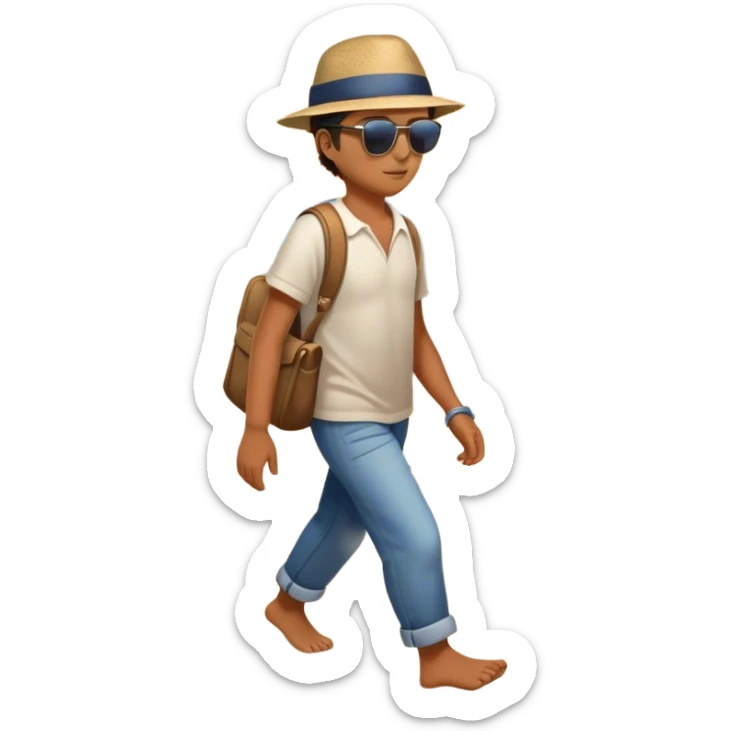 An adult walks along a quiet beach at sunset, looking down to see small footprints appear beside their own larger ones—as if their childhood self is walking alongside them.- hand in glowing chest sticker