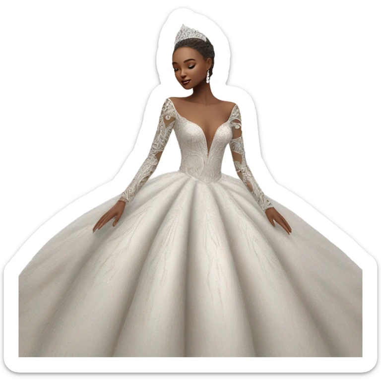 Hyper Realistic ornate ballgown long sleeve Wedding dress with diamanté  sticker