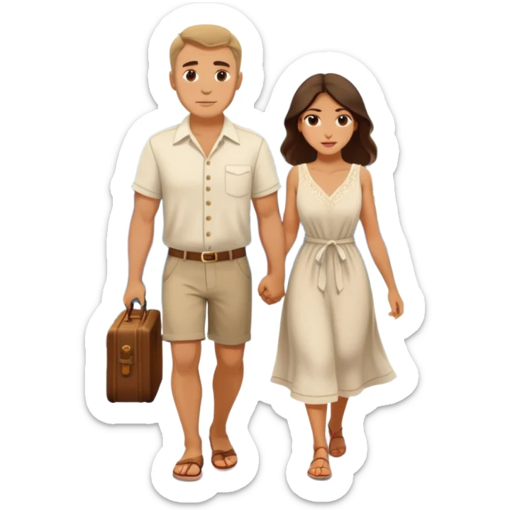Couple traveling in Montenegro russian man and elegant  Latina girl  sticker