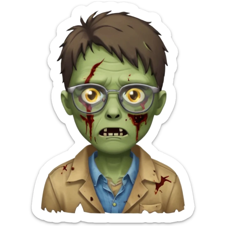 Zombie with glasses sticker