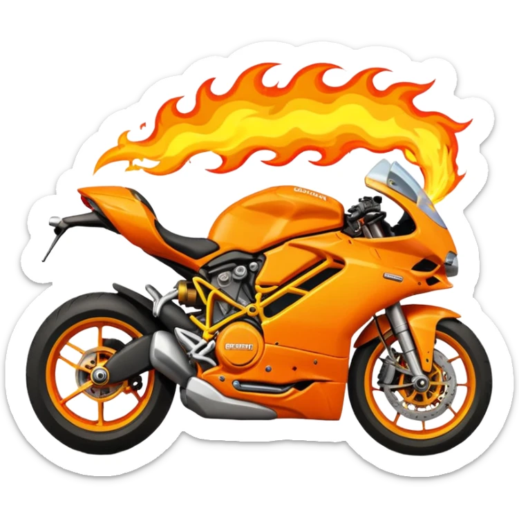 Make a Ducati motorbike shooting flames out of it’s exhaust pipes  sticker
