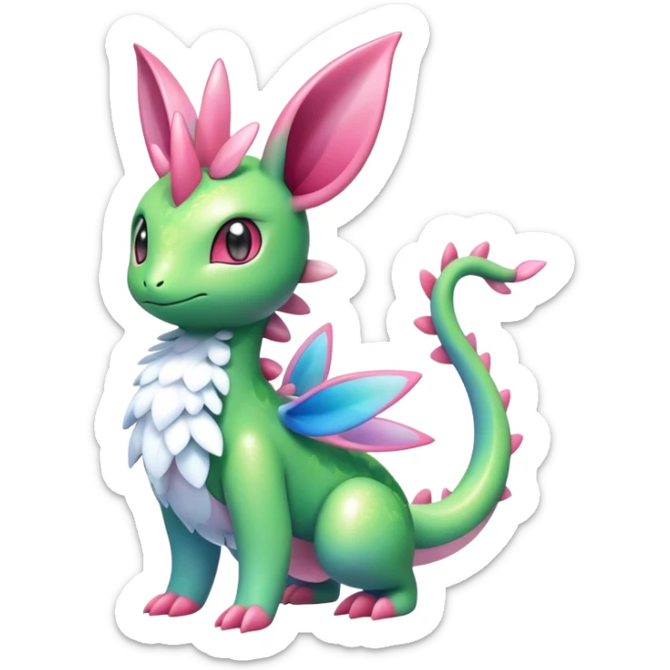 Shiny Exotic Cute Majestic Ethereal Sparkly Flygon-Sylveon-Shaymin-Meganium-Hybrid-Creature sticker