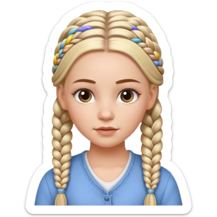 white girl with long braids hairstyle with baby hair, detailed braids, soft edges, realistic baby hair styling on forehead, clean look, keep same face, same clothes, same background sticker