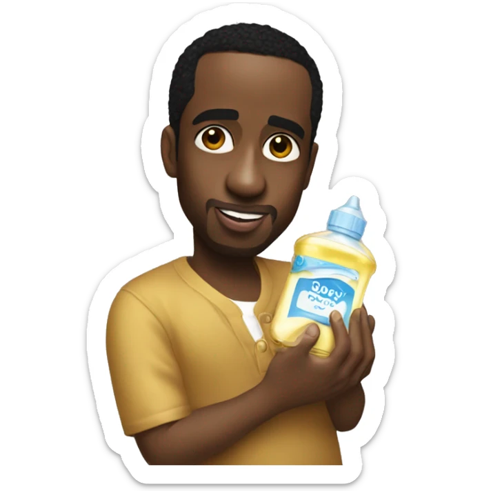 P diddy holding baby oil sticker