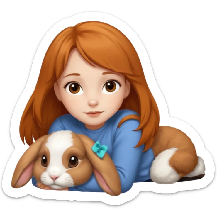 can she have brown eyes laying on the ground next to ginger holland lop sticker