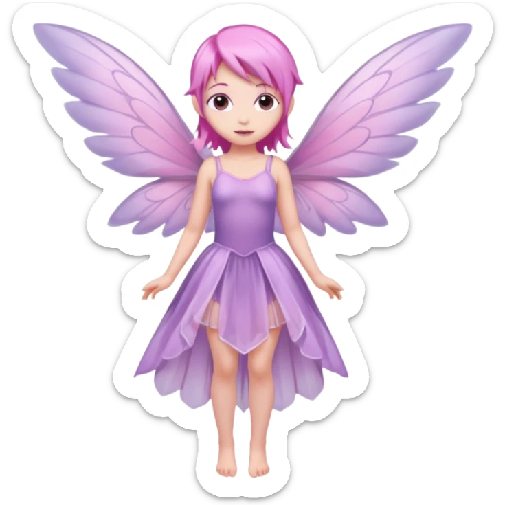 Lilac and pink fairy with wings but you can see her whole body  sticker