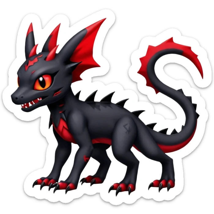 Gothic Edgy Badass Gloomy Cute Dark Guilmon-Salandit-Umbreon-Fakémon-hybrid-creature (full body)  sticker