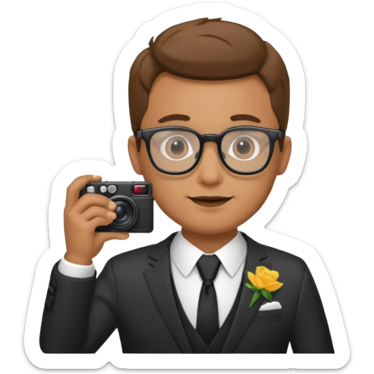 Hombre moreno con gafas haciendo fotos en una boda sticker