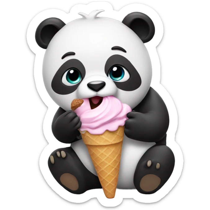 Panda eating ice cream sticker