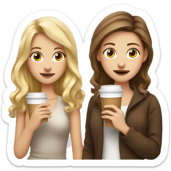 Blonde Girl with Coffee and cigarette in her Hand, Brown haired Girl with Coffee and cigarette in her Hand, another brown haired girl with Coffee and cigarette in her Hand sticker