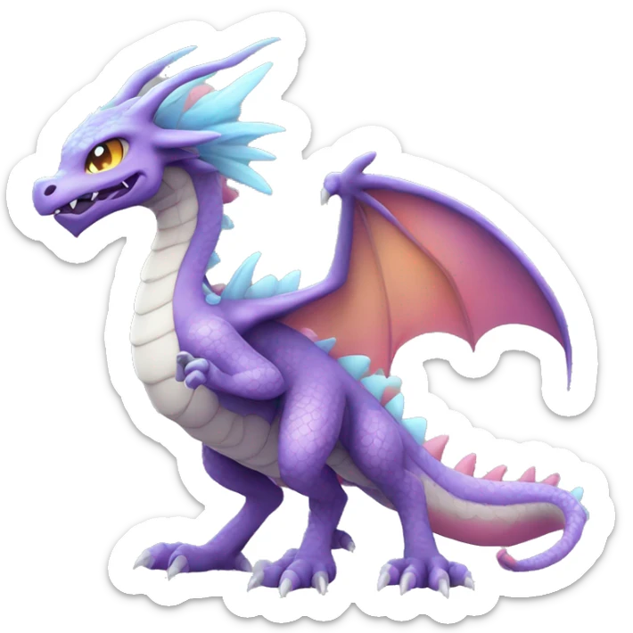 Kawaii Edgy Bright Ethereal Fururistic Fantasy Dragon Pokémon Fakemon full body sticker