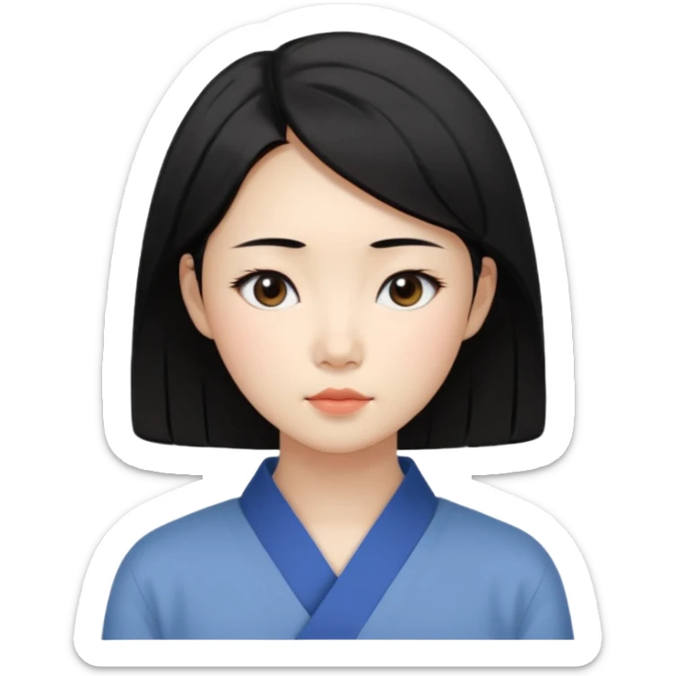 Korean woman, East Asian features,
female human face avatar only,
headshot portrait, face only,
thoughtful and calm expression, sensitive mood,
neutral face, minimal expression,
natural black hair, simple hairstyle,
clean background,
no clothes, no body, no accessories,
no cartoon, no fantas sticker