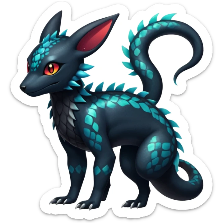 Colorful Dark Shiny Exotic Salandit-Umbreon-Quilava-Fakémon-hybrid-creature (full body)  sticker