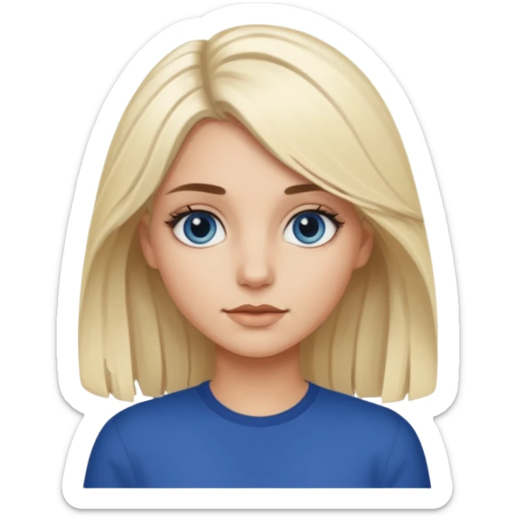 white blonde girl with grown out dark roots and dark blue eyes that's not really tan but not pale sticker