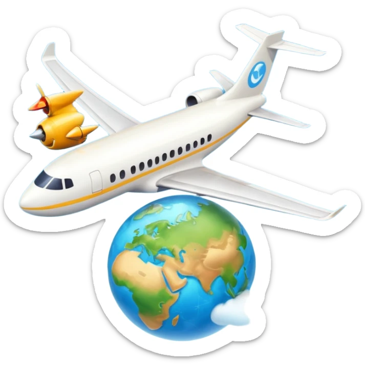 emoji de viaje, algo como un avion dandole la vuelta al mundo sticker