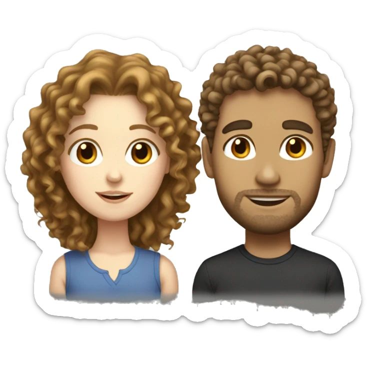 white boyfriend with curly hair and brunette white girl sticker